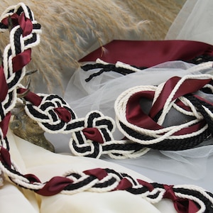 Handfasting Cord - Tie your own Infinity Magdalene Love Knot, customisable wedding cord, Burgundy, Black, White