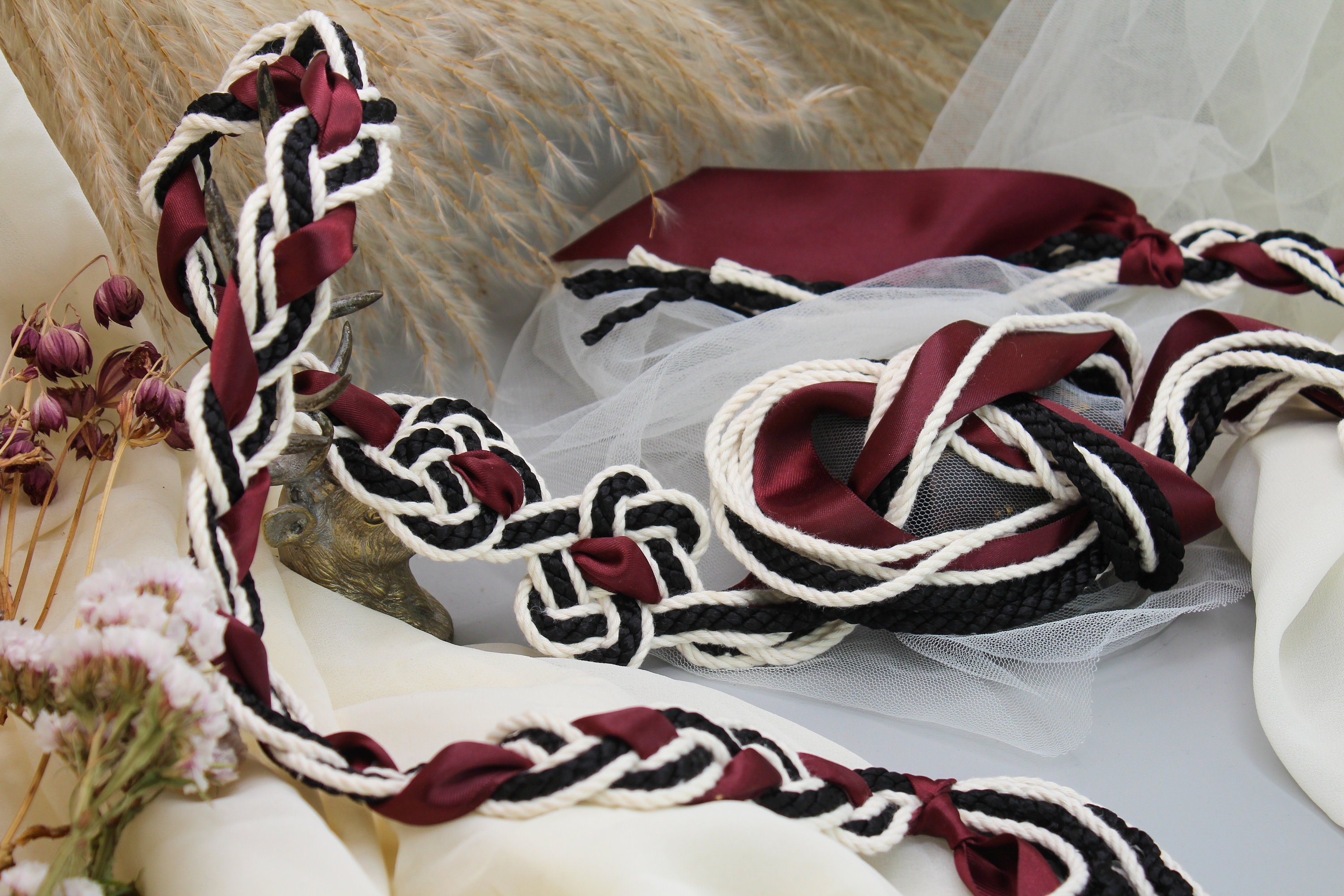 Handfasting Cord - Tie your own Infinity Magdalene Love Knot, customisable  wedding cord with roses, Taupe, Ivory, White