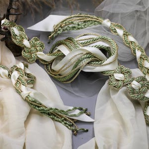 Handfasting Cord - Tie your own Infinity Magdalene Love Knot, customisable wedding cord, Gold, Sage, Ivory