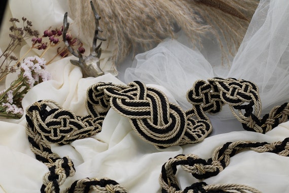 Handfasting Cord Bespoke Triple Celtic Love-knot Handfasting  Cord/ribbon/rope With Gold Leaves 
