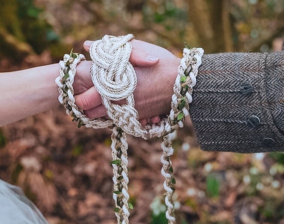 Ceotha Handfasting Cord: Talisman BESPOKE Celtic Love Knot Wedding Cord with Crystals in Taupe and Bronze Can Be Customised