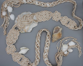 Handfasting Cord - Celtic &#39;Nine Knots&#39; Design - Champagne + Seashells - Custom Infinity Love Knot wedding hand-tying cord/ribbon/rope