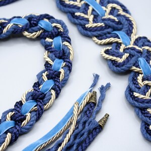 Handfasting Cord Tie your own Infinity Nine Knot Blue Gold Velvet Customisable Celtic Love Knot wedding handfasting cord image 2