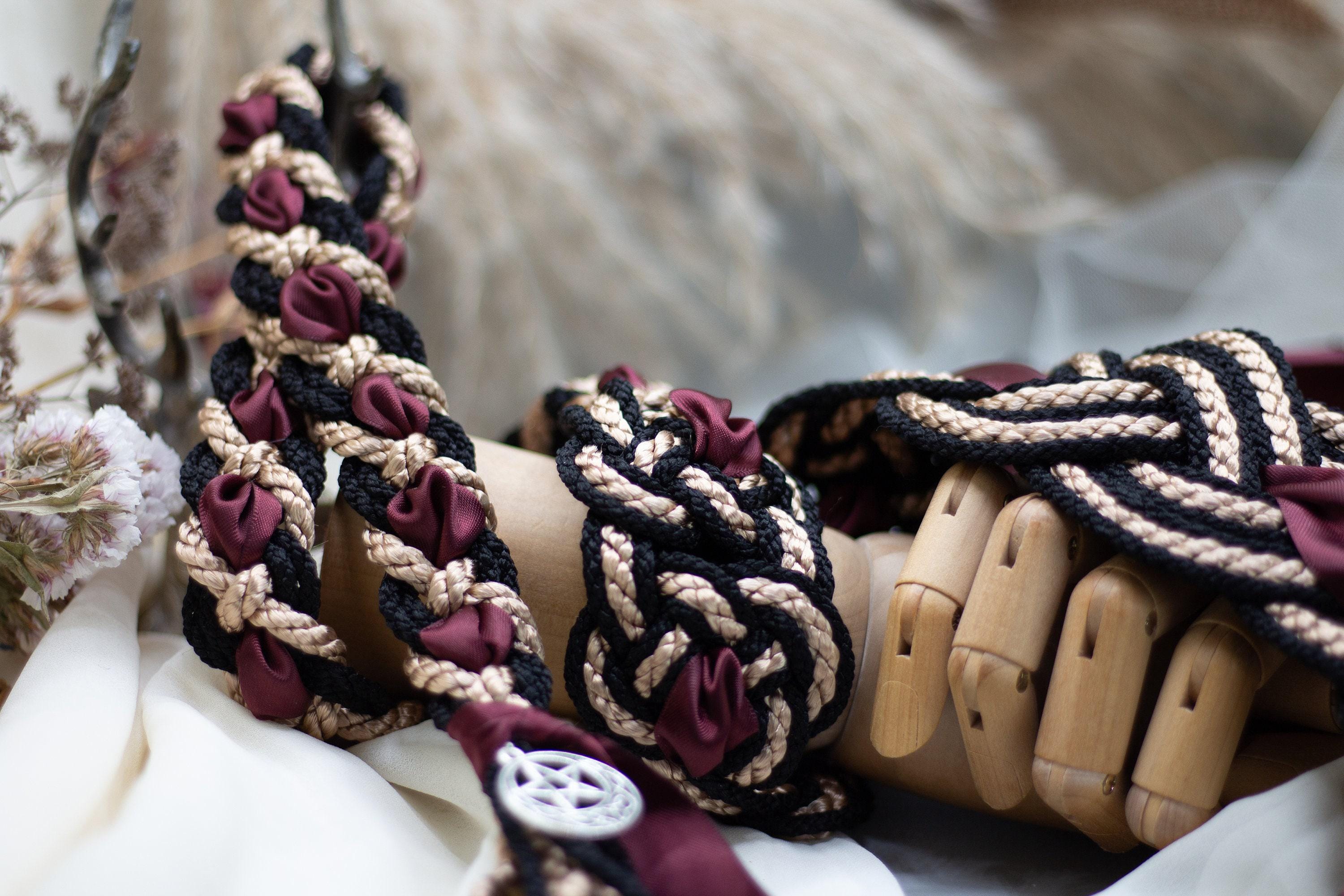 Handfasting Cord - Celtic 'nine Knots' Design - Black + Gold With Extra ...
