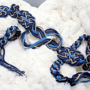 Handfasting Cord Tie your own Infinity Nine Knot Blue Gold Velvet Customisable Celtic Love Knot wedding handfasting cord image 4