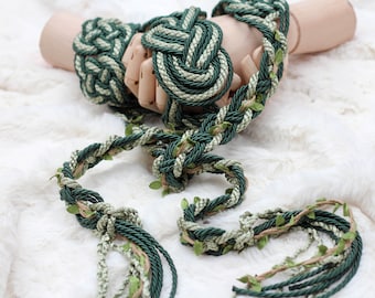 Handfasting Cord - Keltisch 'Nine Knots' Design - Groen + Salie - Aangepaste Infinity Love Knot bruiloft handbindkoord/lint/touw/sjerp