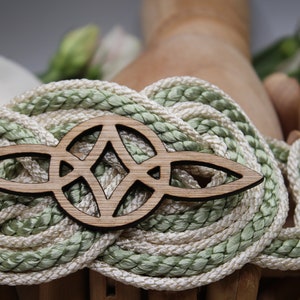 Handfasting Cord Celtic 'Nine Knots' Design Serch Bythol Custom Infinity Love Knot wedding handtying cord/ribbon/rope/sash Sage, Blush image 5