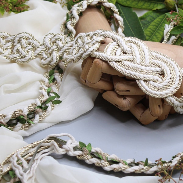 Handfasting Cord - Celtic 'Nine Knots' Deluxe+ Design - Metallic Gold - Custom Infinity Love Knot wedding handtying cord/ribbon/rope/sash