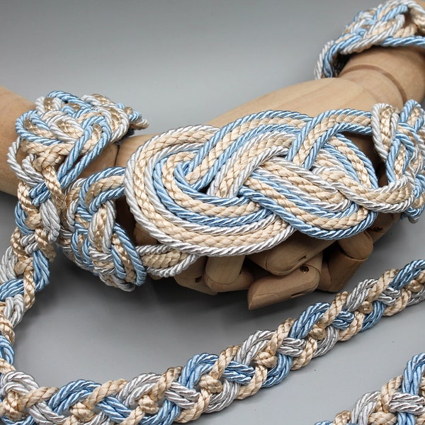 Handfasting Cord - Celtic 'Nine Knots' Design - Light Blue + Silver - Custom Infinity Love Knot wedding handtying cord/ribbon/rope/sash