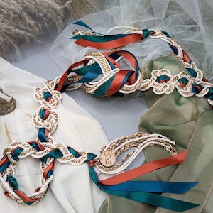 Handfasting Cord - Infinity Tie Magdalene Love Knot with THREE ribbon colours, customisable wedding cord