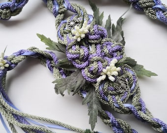 Cordone da handfasting - Fiore: Cardo - Cavo/nastro/corda artigianale su misura