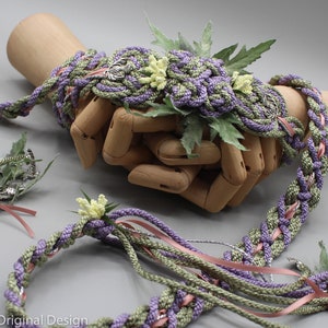 Handfasting Cord - Thistle bloom in sage, lavender, and coral - fully customisable handfast cord