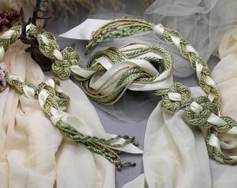 Handfasting Cord - Tie your own Infinity Magdalene Love Knot, customisable wedding cord, Gold, Sage, Ivory