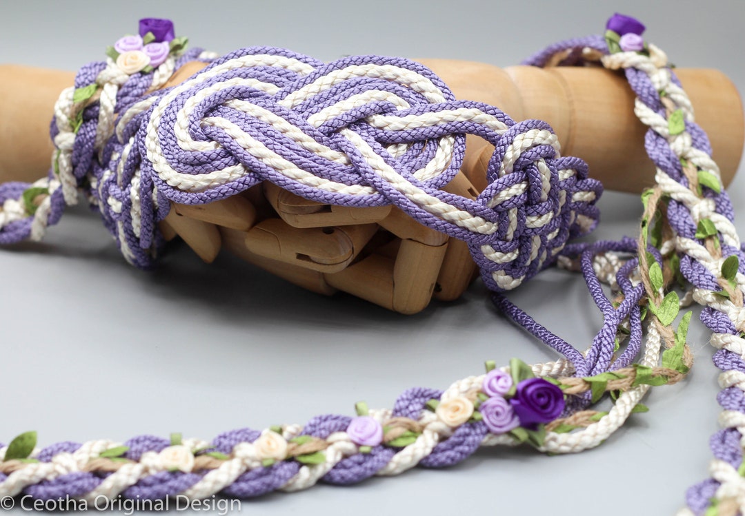 Handfasting Cord Bespoke Triple Celtic Love-knot Handfasting  Cord/ribbon/rope With Gold Leaves 