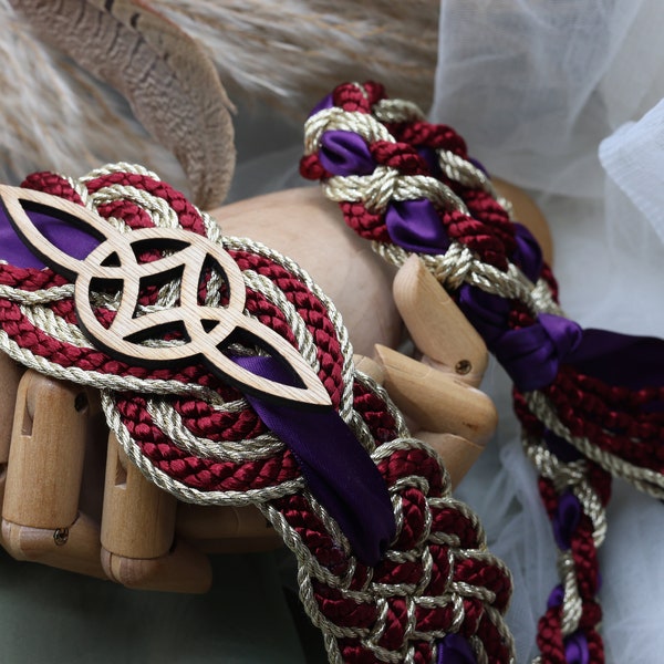 Handfasting Cord - Celtic 'Nine Knots' Design - Serch Bythol - Custom Infinity Love Knot wedding handtying cord/ribbon/rope/sash Sage, Blush