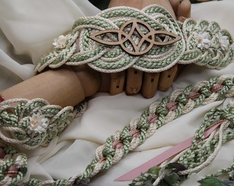 Handfasting koord - Keltisch 'Nine Knots' Design - Serch Bythol - Custom Infinity Love Knot bruiloft handbindkoord/lint/touw/sjerp Salie, Blush