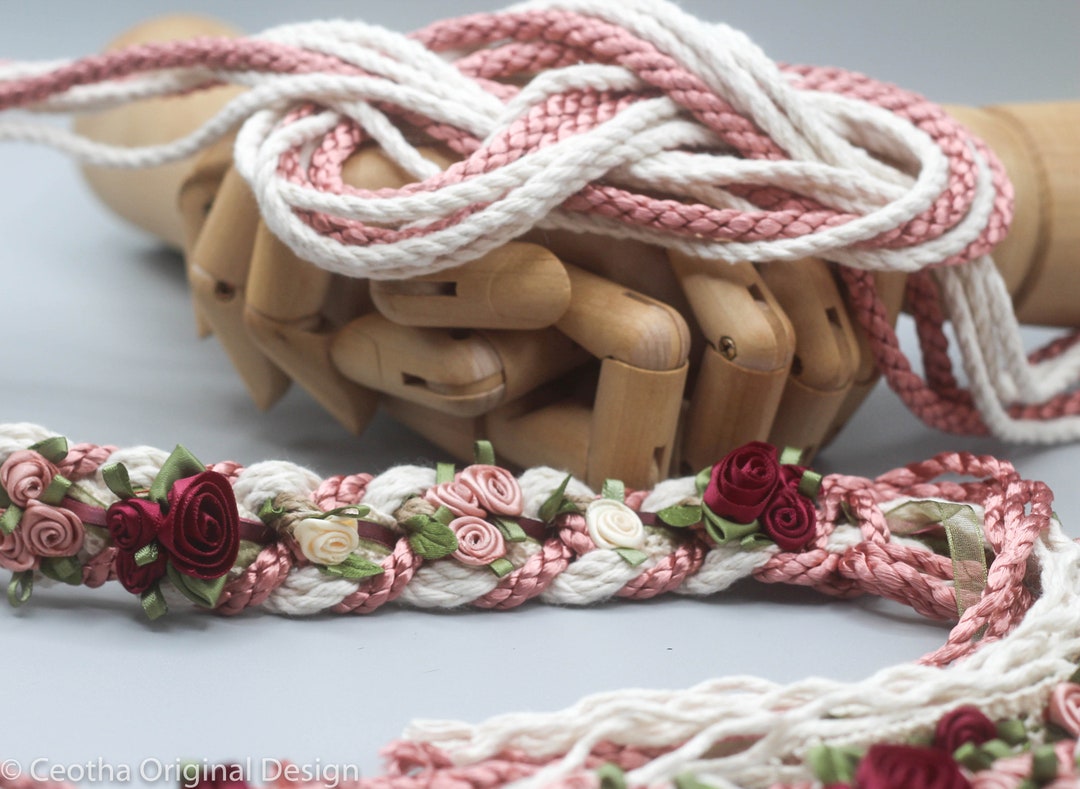 Handfasting Cord Bespoke Triple Celtic Love-knot Handfasting Cord/ribbon/rope  With Gold Leaves 