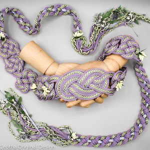 Handfasting Cord - Celtic &#39;Nine Knots&#39; Bloom Design - Lavender + Sage - Custom Infinity Love Knot wedding handtying cord/ribbon/rope/sash