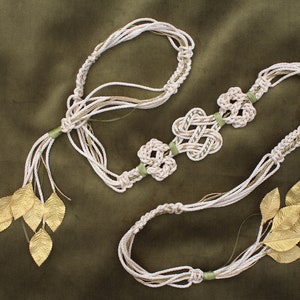 Handfasting Cord - Triple Knot: Bespoke artisan Handfasting Cord/Ribbon/Rope with Gold leaves