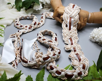 Handfasting Cord - Celtic 'Nine Knots' Design - Leather - Custom Infinity Love Knot wedding handtying cord/ribbon/rope/sash