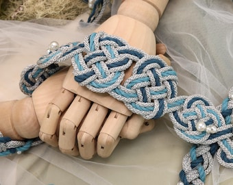 Handfasting Cord - *Elements* 'Water'  - Customisable Heart Love Knot wedding handtying cord/ribbon/rope/sash