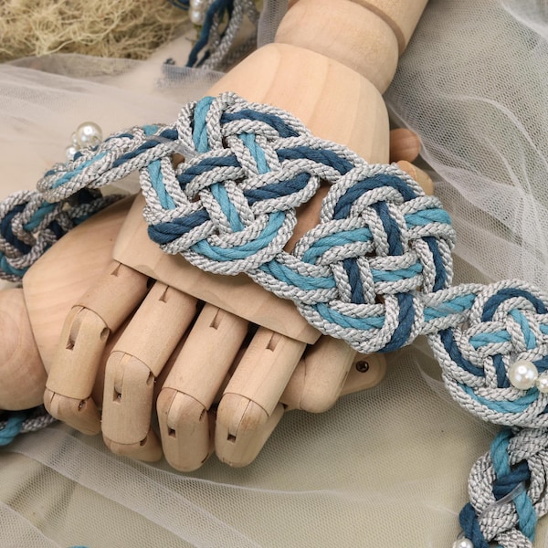 Handfasting Cord - *Elements* 'Water'  - Customisable Heart Love Knot wedding handtying cord/ribbon/rope/sash