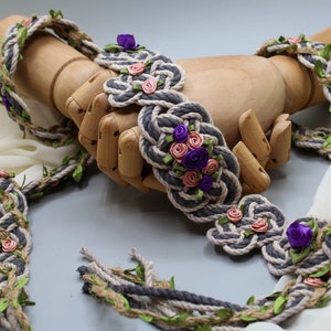 Handfasting Cord - &#39;Fae Garden&#39; - Celtic Love Knot handfasting cord sustainable cotton with leaves and roses customisable handtying
