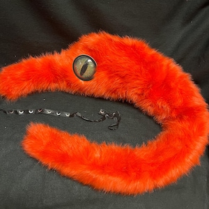 Firewyrm, Giant Handmade Worm on a String Plush, OOAK Art Doll