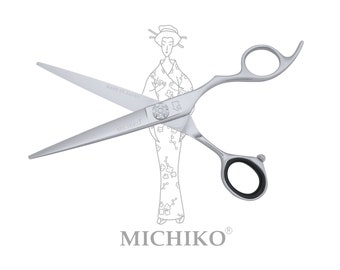 Authentic Japanese MICHIKO NIGATA Hair Cutting Scissors Bent Thumb Ring Barber Shears 5.5/6.0/6.5/7.0 Available Free Holder Gift