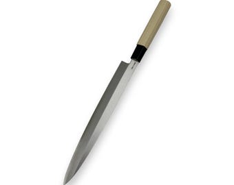 Traditional Japanese Yanagiba Sashimi Knife High Carbon Steel Wooden Handle Seki Japan