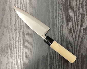 Traditional Japanese Deba Fillet Knife Stainless Steel Blade Wooden Handle