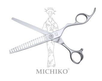 MICHIKO TOMO T6518 Authentic Japanese Hair Texturizer Scissors 7-inch Large Thumb Ring Ergonomic Handle Barber Shears Chunker Free Holder