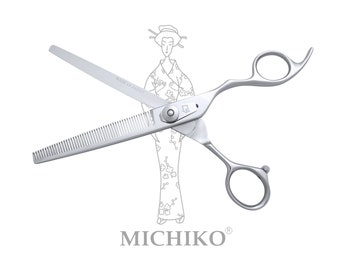 Authentic Japanese Hair Thinning Scissors MICHIKO MK-P T7050 7-inch Tapering Shears Bent Thumb Handle Blending Barber Shears