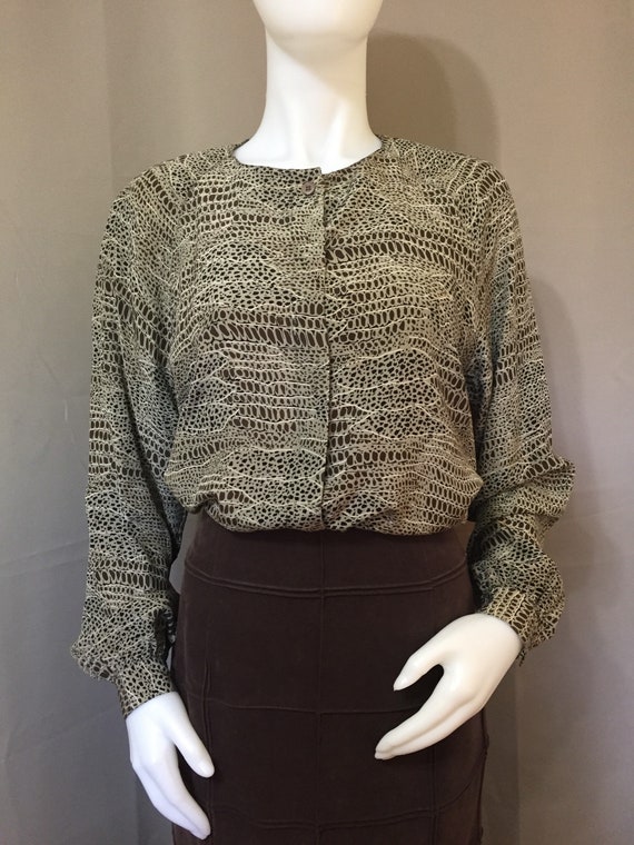 1990s Oleg Cassini silk blouse size 10