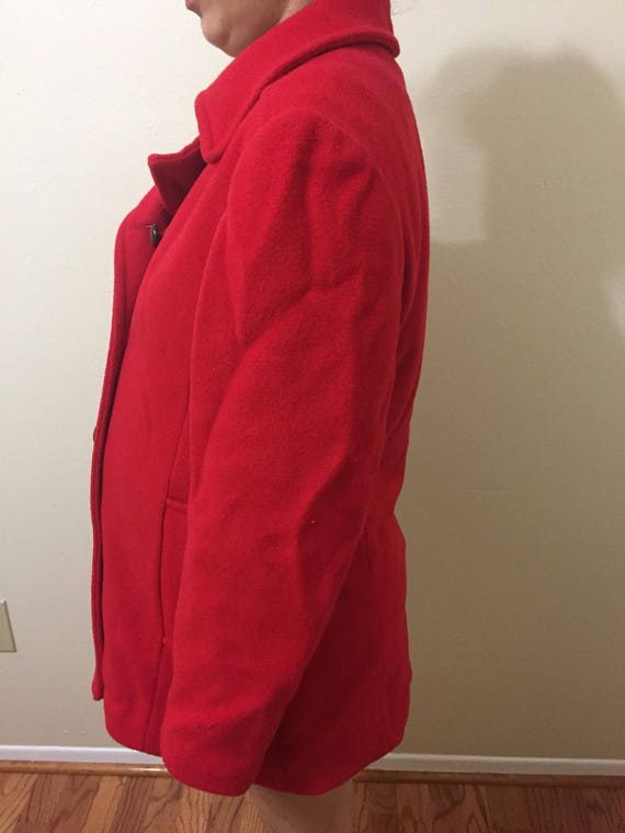 1970s Red peacoat by forcaster of boston, great c… - image 2