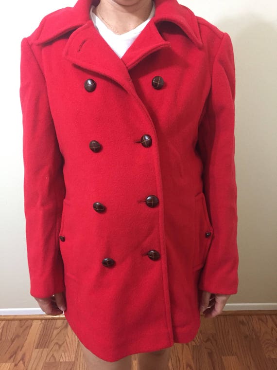 1970s Red peacoat by forcaster of boston, great c… - image 1