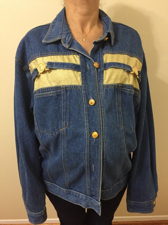 1980s monique fashions womans jean jacket, size 16