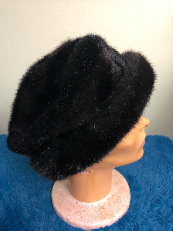 1980s womans formal winter hat, faux fur - image 2