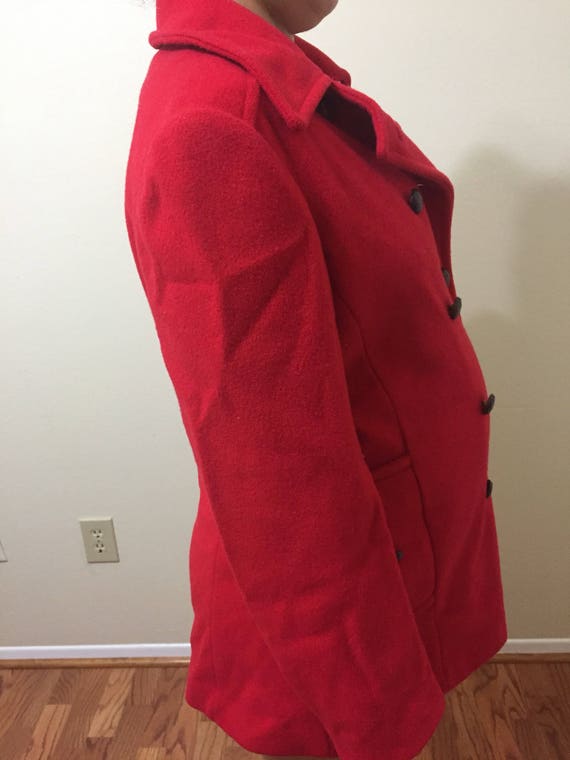 1970s Red peacoat by forcaster of boston, great c… - image 4