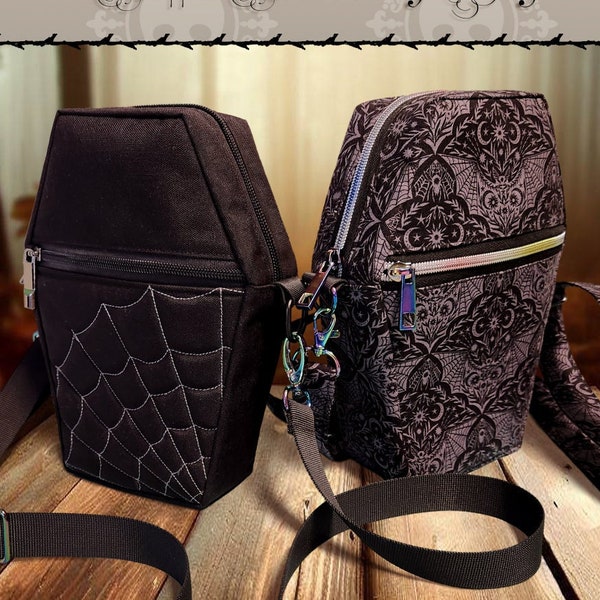 In Memoriam Coffin Crossbody Bag Digital Sewing Pattern and Tutorial PDF Download