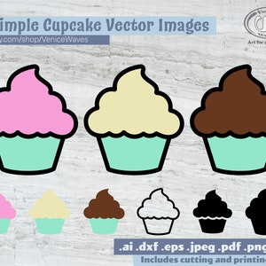 Simple Cupcakes SVG, Cupcake Cut File, Cupcake Clipart, Cupcake PDF, Cupcake Download, Digital Download, Instant Download, Cricut Files