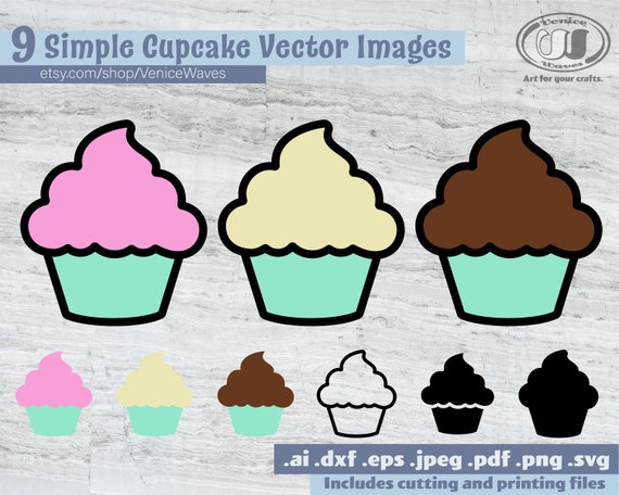 Simple Cupcakes SVG, Cupcake Cut File, Cupcake Clipart, Cupcake PDF, Cupcake Download, Digital Download, Instant Download, Cricut Files