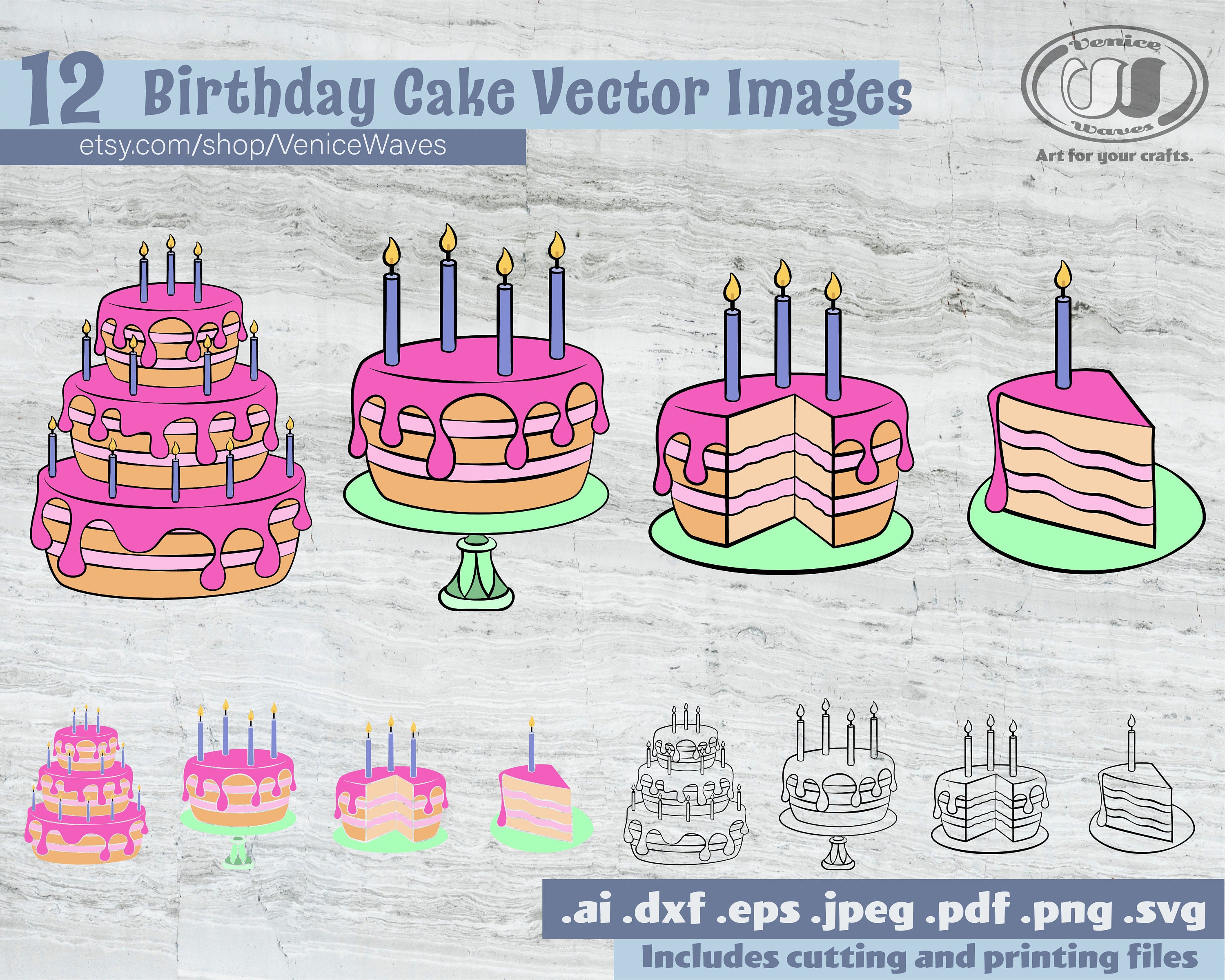 Download Birthday Cake Svg Birthday Cake Cut File Birthday Cake Etsy