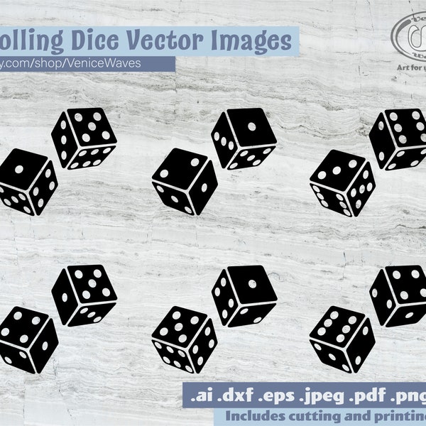 Dice SVG, Dice Cut File, Rolling Dice Clipart, Rolling Dice PDF, Dice Download, Digital Download, Instant Download, Cricut Files