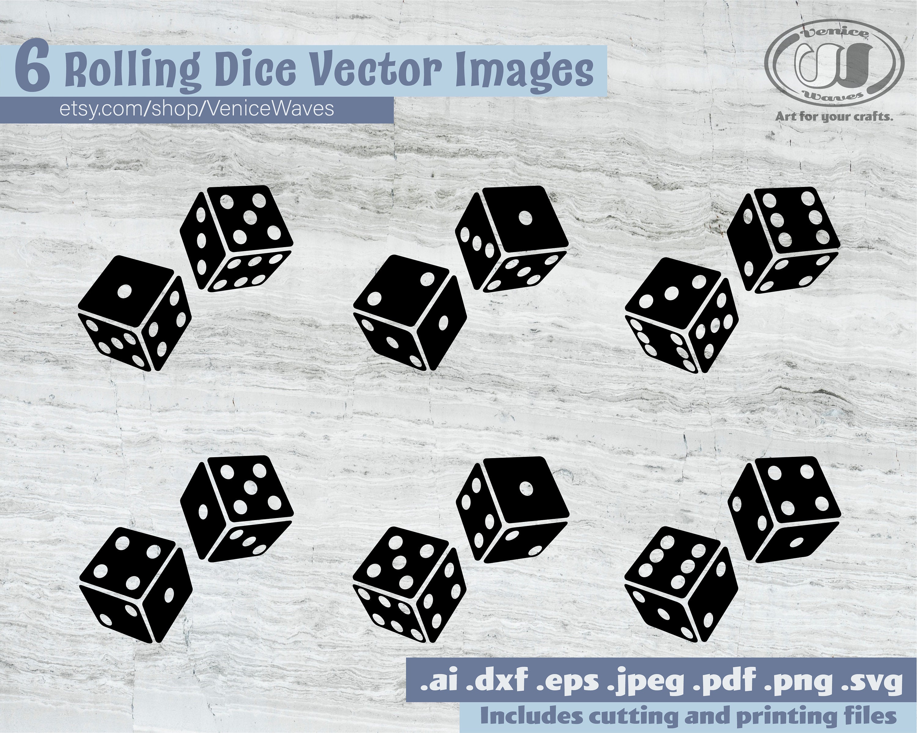 Pair Of White Dice Rolled  Great PowerPoint ClipArt for Presentations 