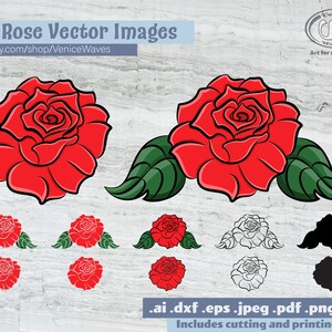 Rose SVG, Rose Cut File, Rose Clipart, Rose PDF, Rose Download, Digital Download, Instant Download, Cricut Files, Silhouette Files