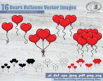 digital download Balloon svg png regular heart star shape Balloon set with and without ribbons digital download Balloon svg png regular heart star shape Balloon set with and without ribbons