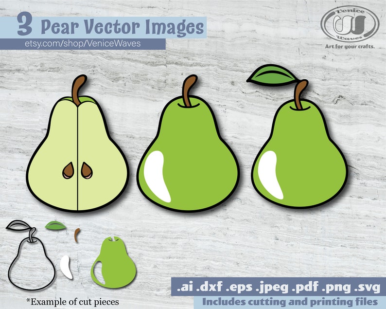 Pears Clipart Pear Cut File Printable Pear Fruit Clipart | Etsy