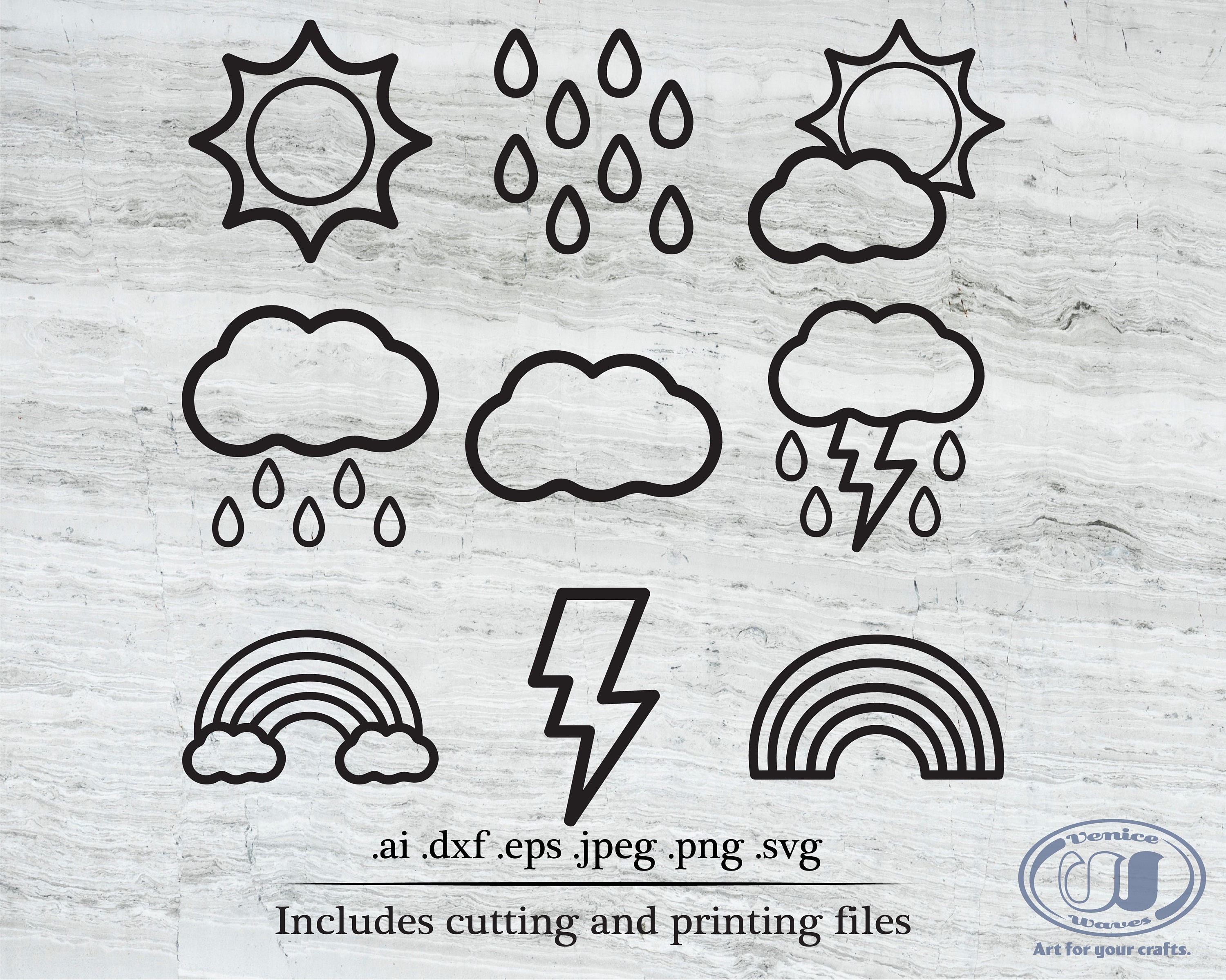 Simple Weather Outline Vector Images, Single Layer Cut File, Clipart ...