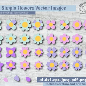Simple Flowers SVG, Simple Flowers Cut File, Simple Flowers Clipart, Simple Flowers PDF, Simple Flowers Download, Digital Download